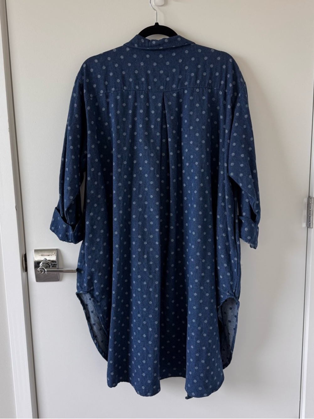 Nettle Studios Polka Dot Denim Shirt Dress, OS- - Picture 5 of 8